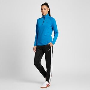 PUMA 1/4 Zip Pullover Sweatshirt Top Womens Sz M Aqua Blue Top Dry Cell LONG SLV